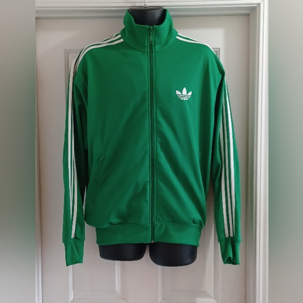 Classic Men's Green Track Jacket with White Stripes - Picture 9 of 9